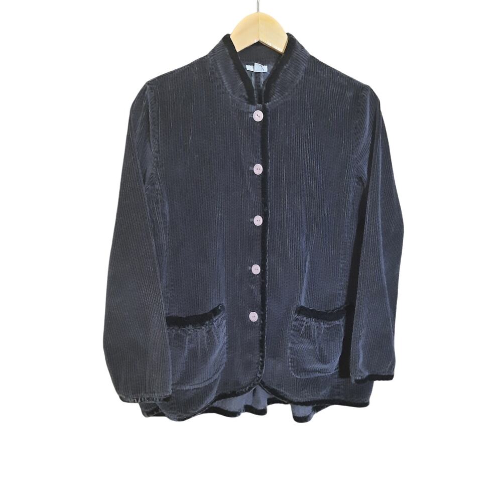 J. Jill Womens Black Ribbed Corduroy Button Up Oversized Shacket Size SP